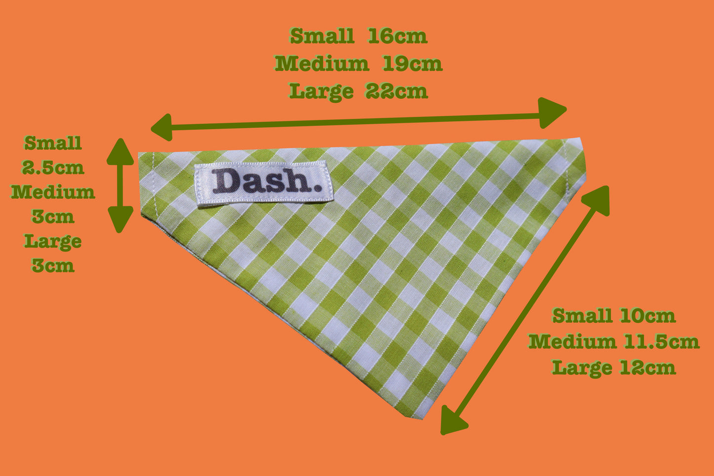 Orange Gingham Dog Bandana - Pick your collar colour!