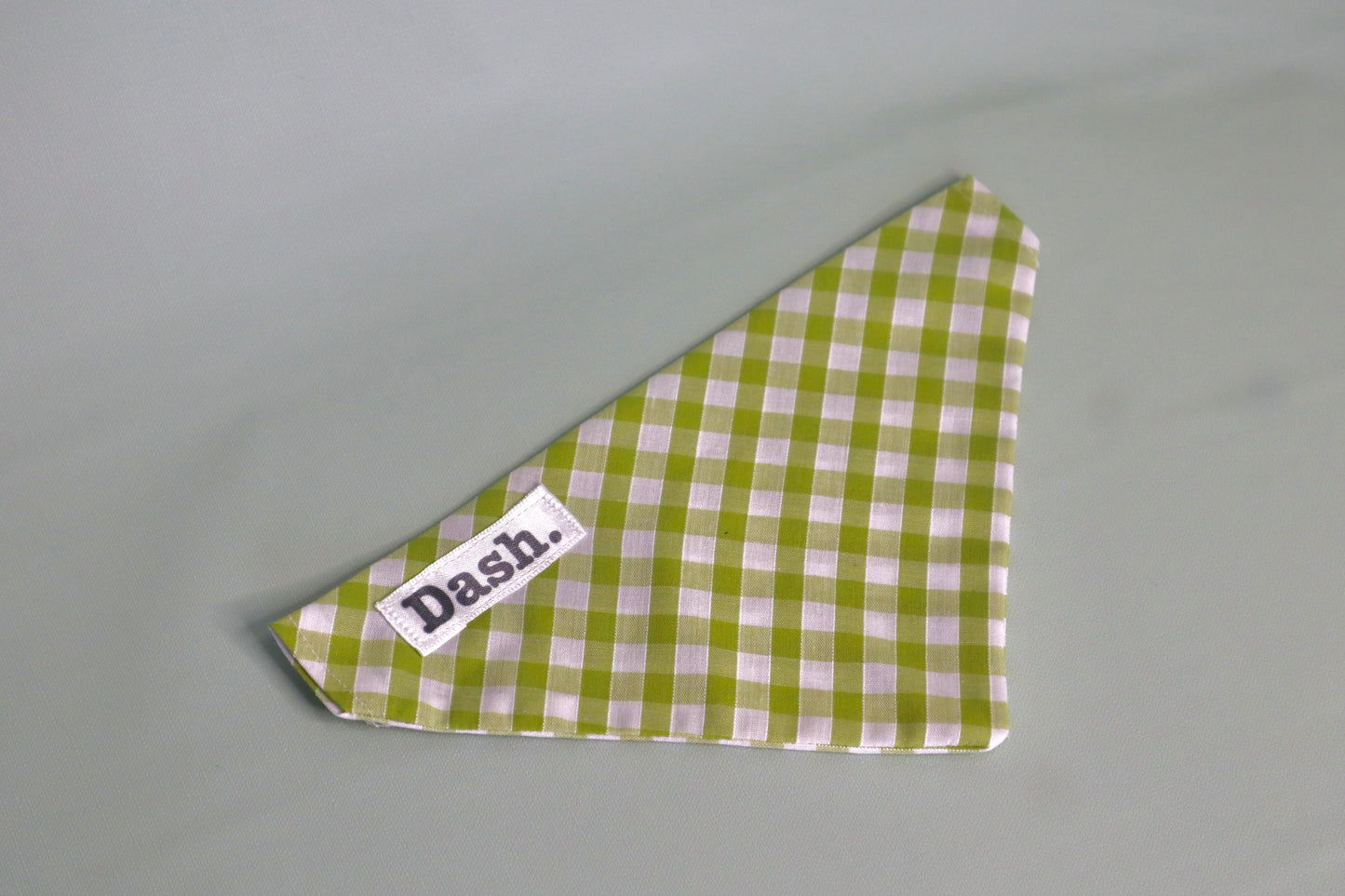 Green Gingham Dog Bandana - Pick your collar colour!