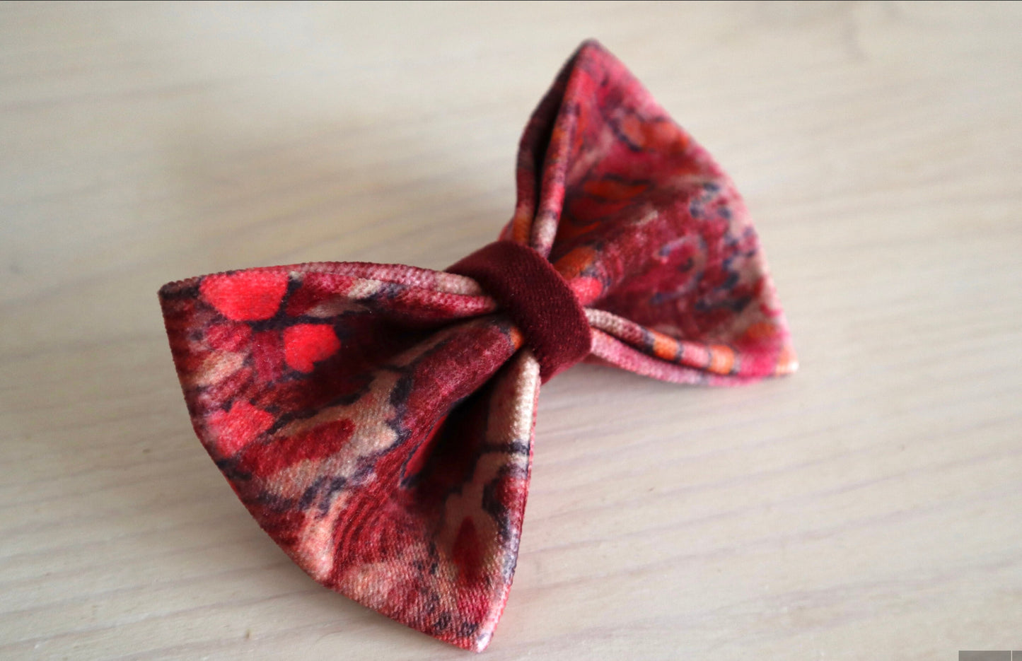 Burgundy Pattern Dog Bow Tie