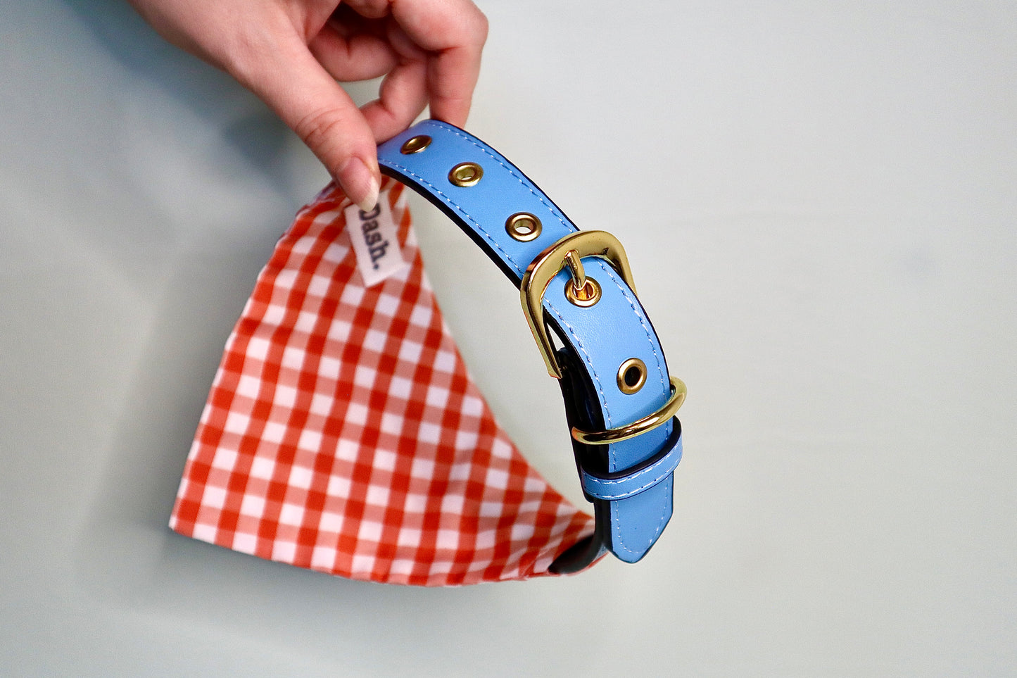 Orange Gingham Dog Bandana - Pick your collar colour!