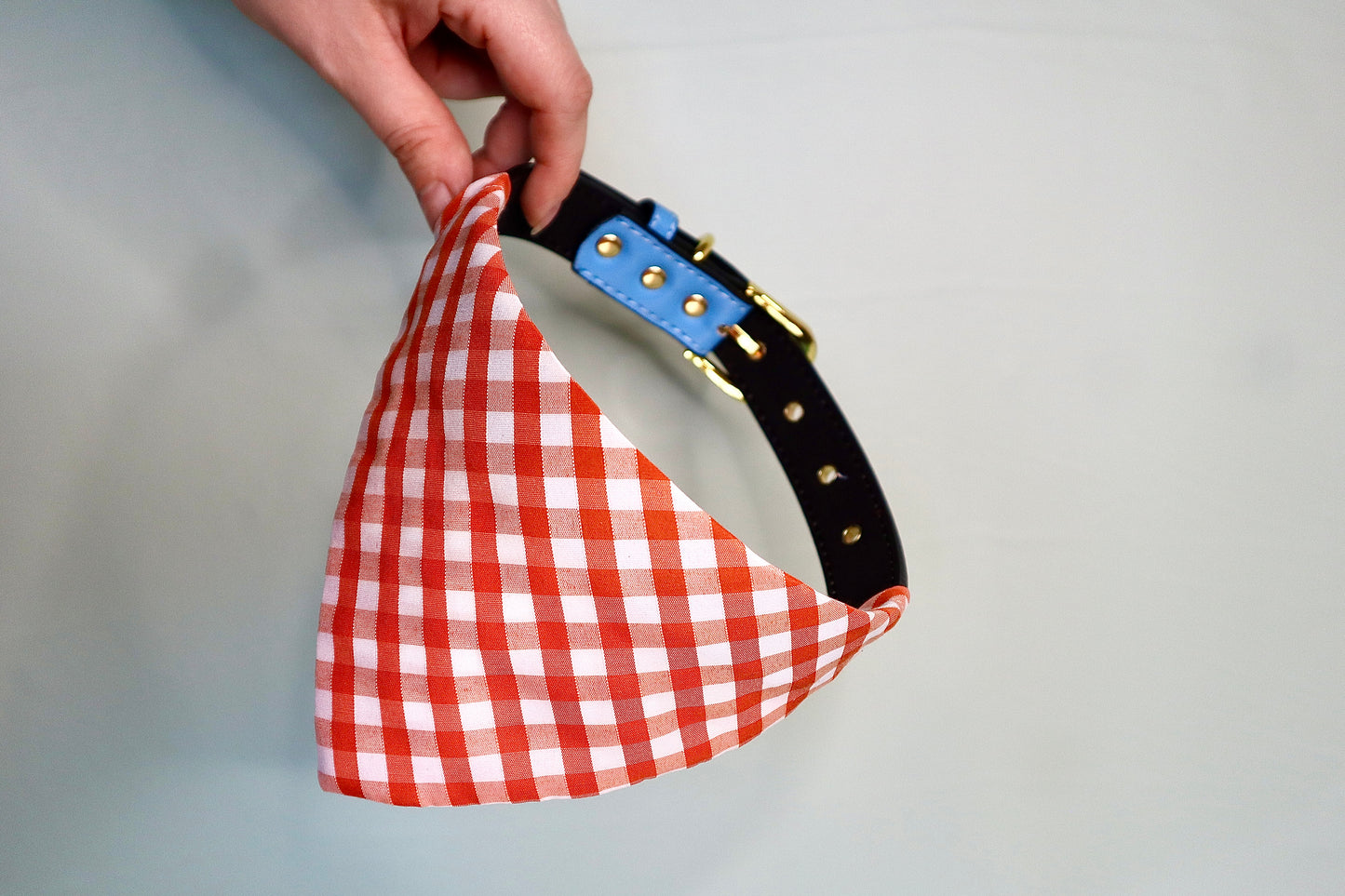 Orange Gingham Dog Bandana - Pick your collar colour!