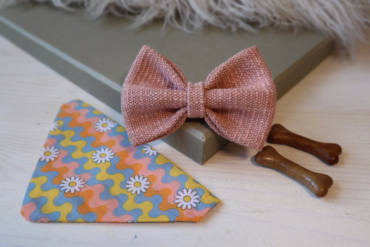 Baby Pink Dog Bow Tie