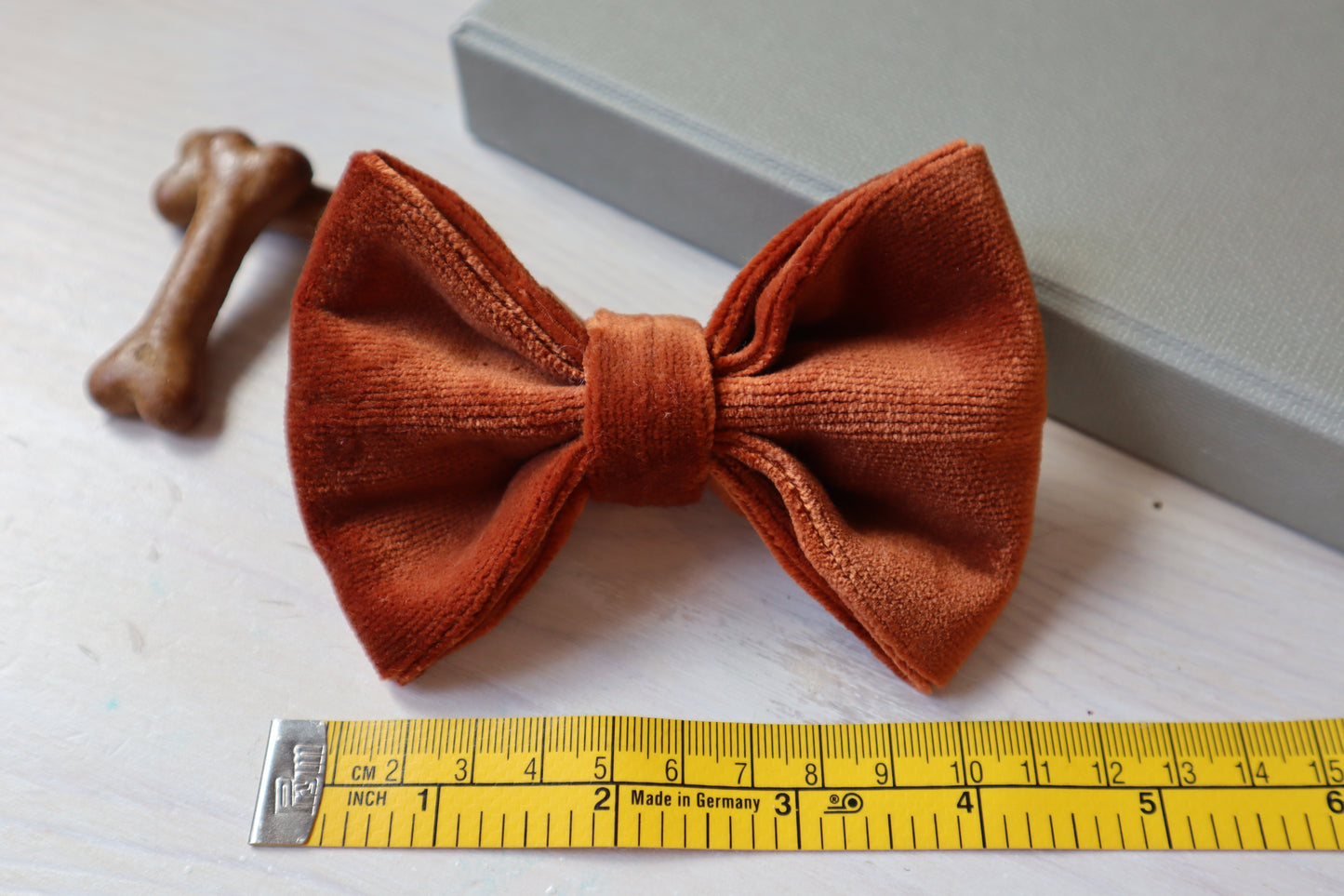 Burnt Orange Velvet Dog Bow Tie