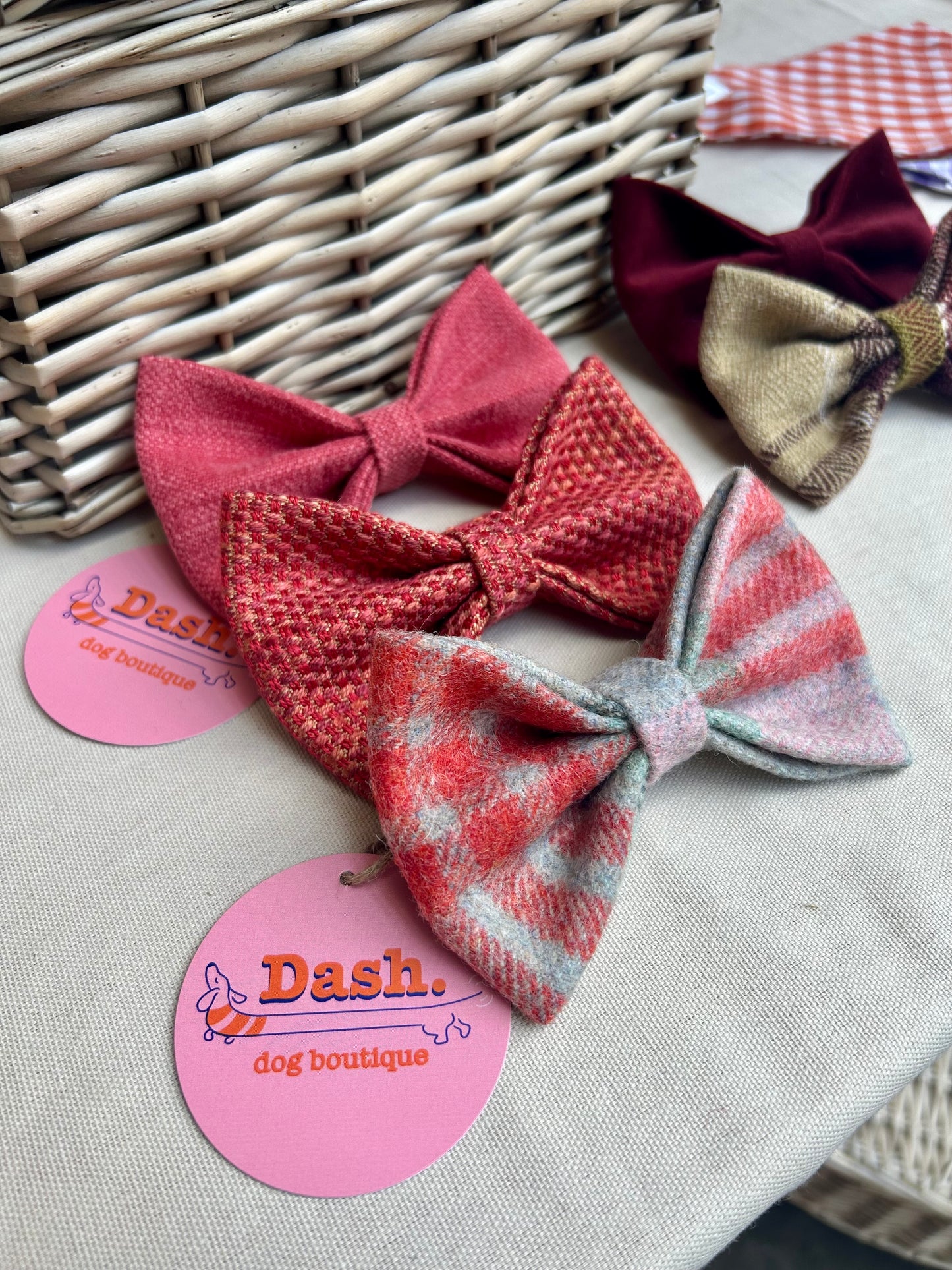 Red and Pink Dog Bow Tie