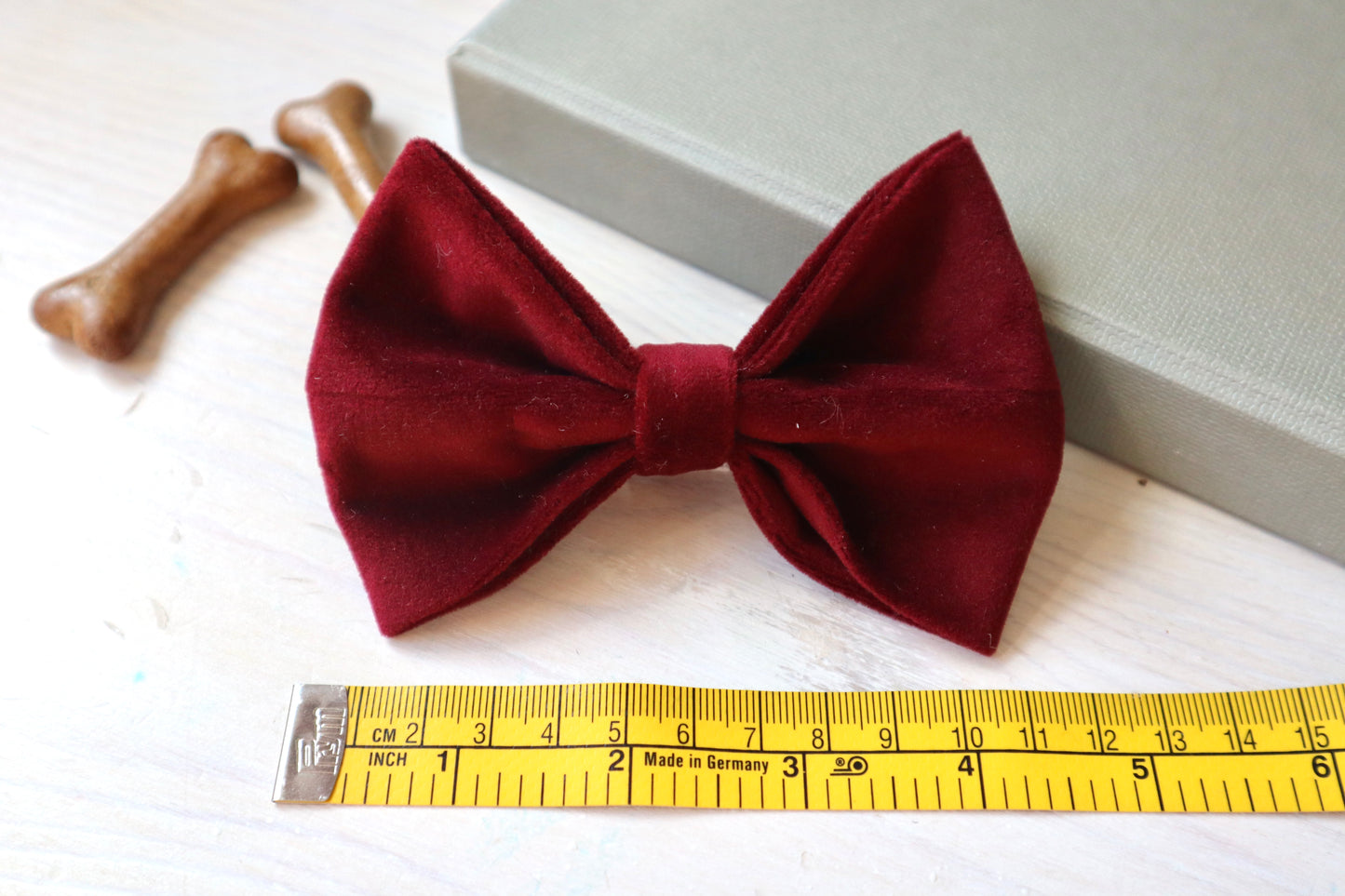 Burgundy Velvet Dog Bow Tie