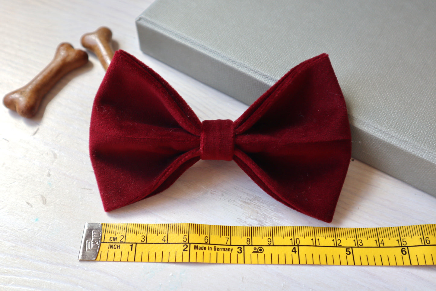 Burgundy Velvet Dog Bow Tie