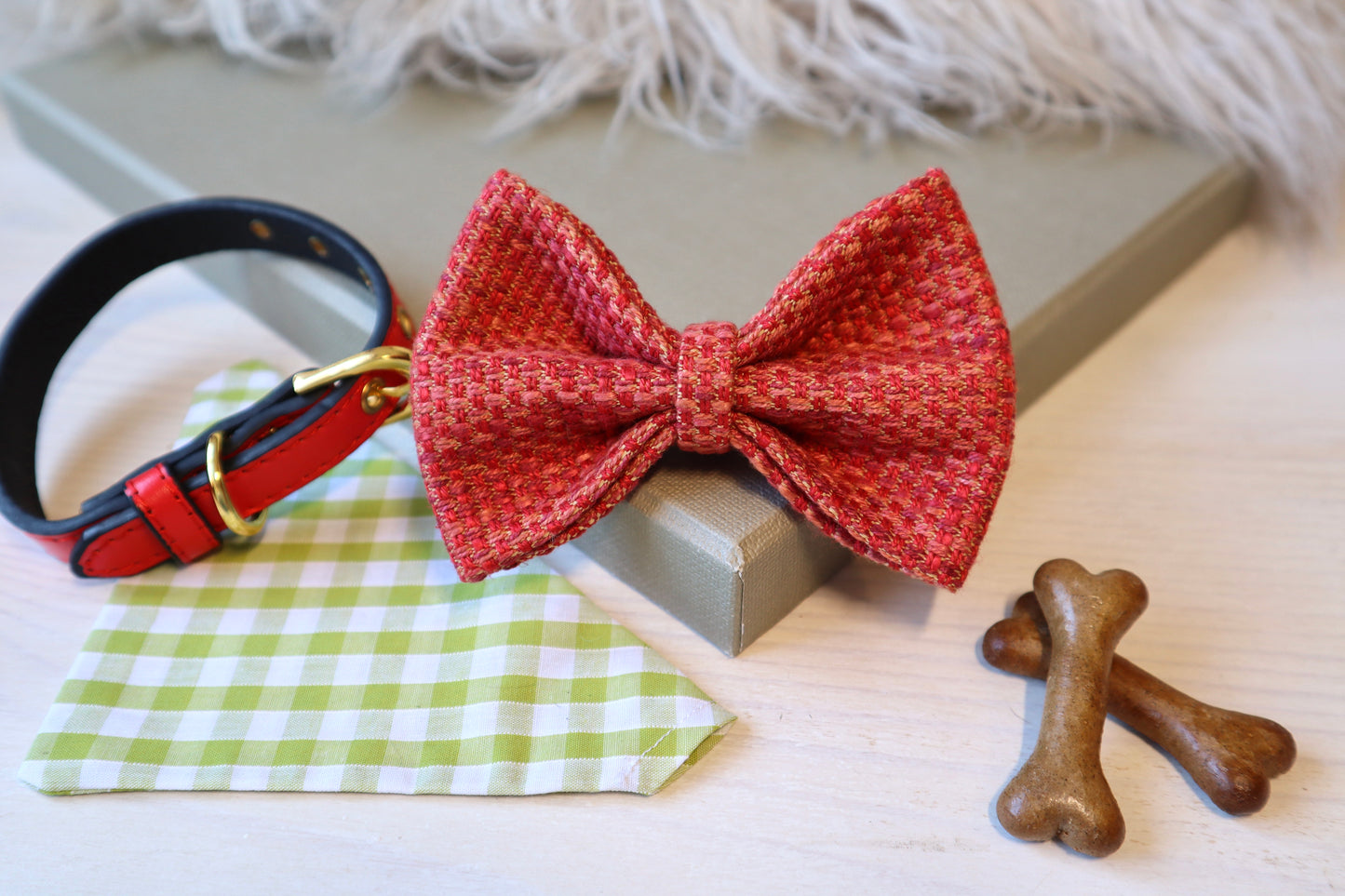 Red and Pink Dog Bow Tie