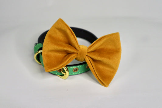 Yellow Velvet Dog Bow Tie