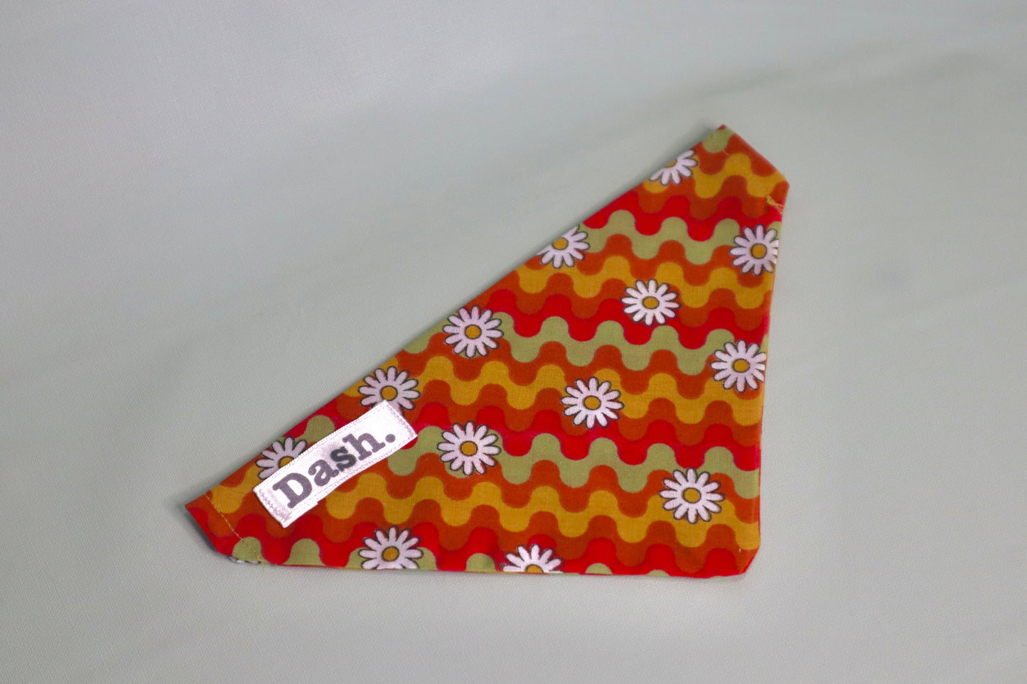 Daisy Pattern Red, Yellow, Green Dog Bandana - Pick your collar colour!